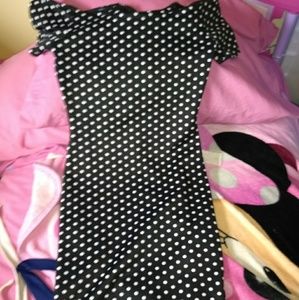 Black polka dot dress